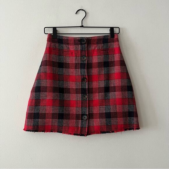 Derek Lam 10 Crosby Red Plaid Mini Skirt - Picture 2 of 7